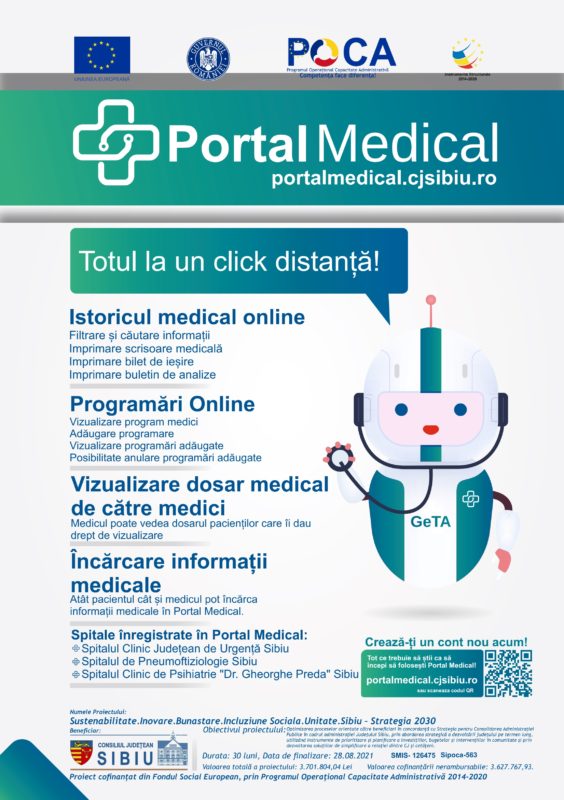 Consiliul Județean Sibiu a lansat PORTAL MEDICAL: Pacienții au acces on line la propriul istoric medical și se pot programa direct la spitale
